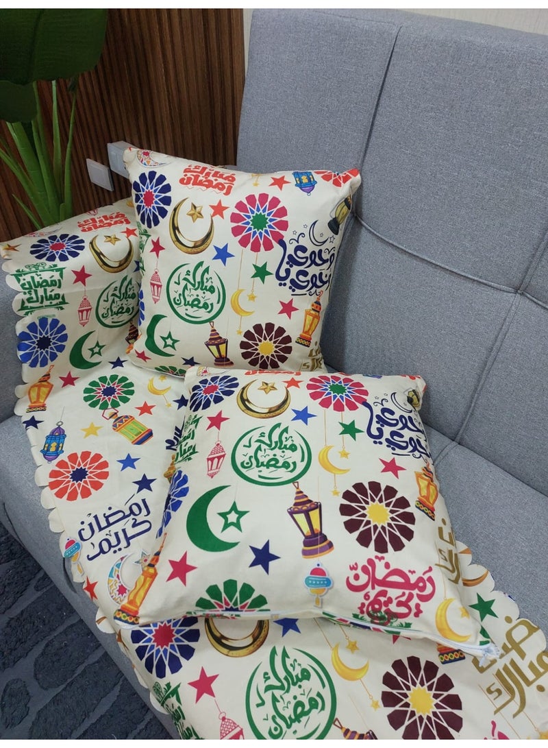 طقم رانر و2 كوشن رمضان رانر و2 كفر مخدة الرانر 140 سم والخدادية 40*40 سم